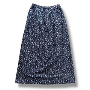 Vintage Handmade Navy Blue Ditsy Floral Skirt Women’s Size XS Cottagecore Retro